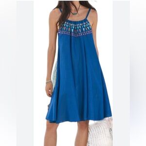 Chic Blue Embroidered Mini Dress